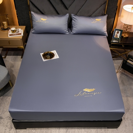 91家纺网 家纺一手货源 找家纺 全棉纯色40s刺绣单件床笠 轻羽-黛紫