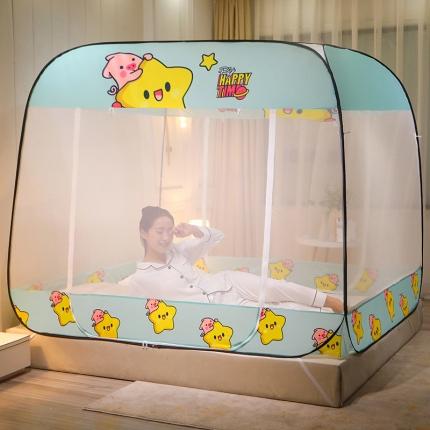 91家纺网 家纺一手货源 找家纺 新太阳蚊帐 2025新款新款免安装印花蚊帐 星星小猪