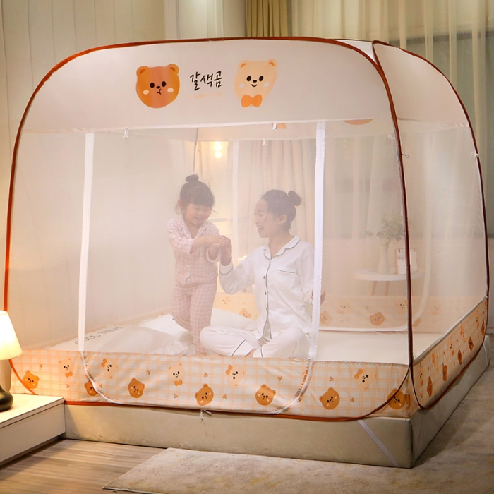 91家纺网 家纺一手货源 找家纺 新太阳蚊帐 2025新款新款免安装印花蚊帐 熊布朗