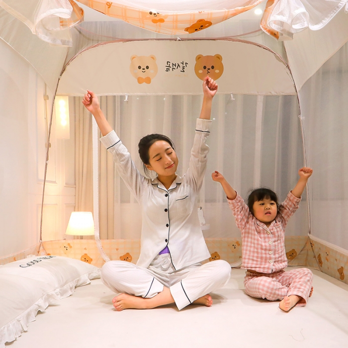 91家纺网 家纺一手货源 找家纺 新太阳蚊帐 2025新款新款免安装印花蚊帐 熊布朗