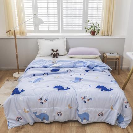 寐居 2021新款水洗棉小花边单夏被 鲸鱼园