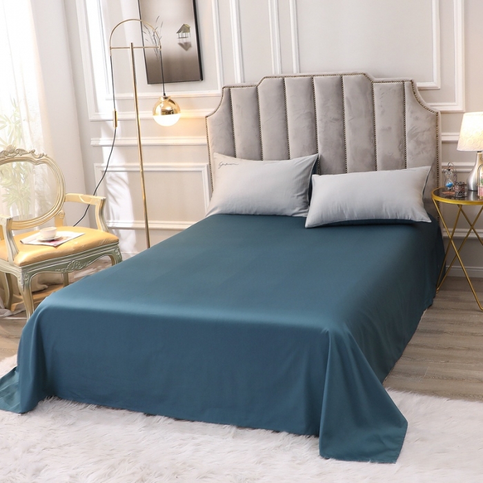 91家纺网 家纺一手货源 找家纺 （总）2023全棉纯色60S贡缎长绒棉绣花四件套 拼色长绒棉