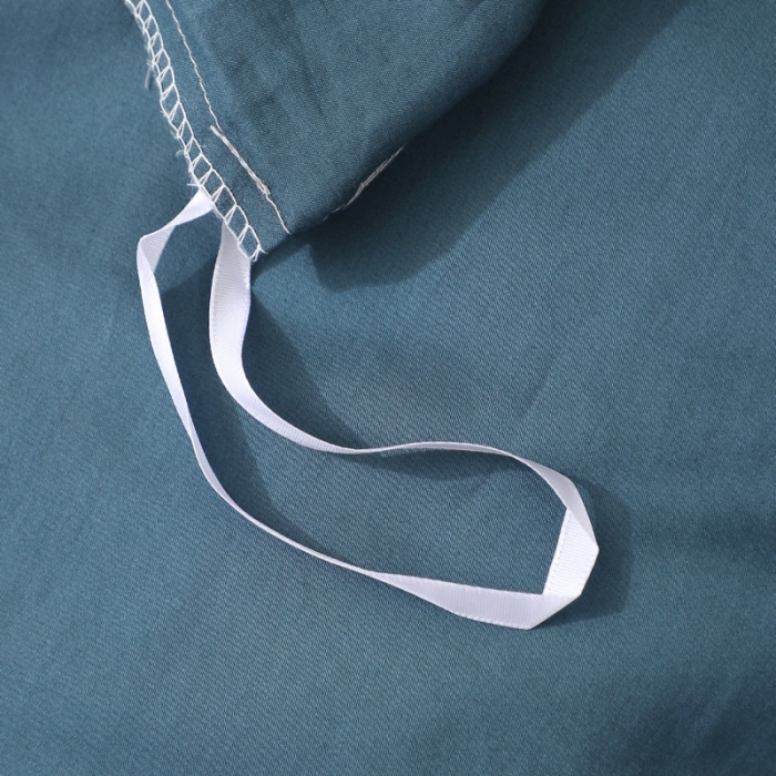 91家纺网 家纺一手货源 找家纺 2021新款纯色拼色纯棉全棉60S贡缎长绒棉绣花四件套 灰