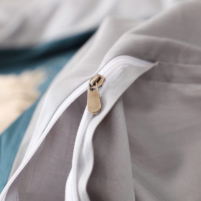 91家纺网 家纺一手货源 找家纺 2021新款纯色拼色纯棉全棉60S贡缎长绒棉绣花四件套 宝蓝