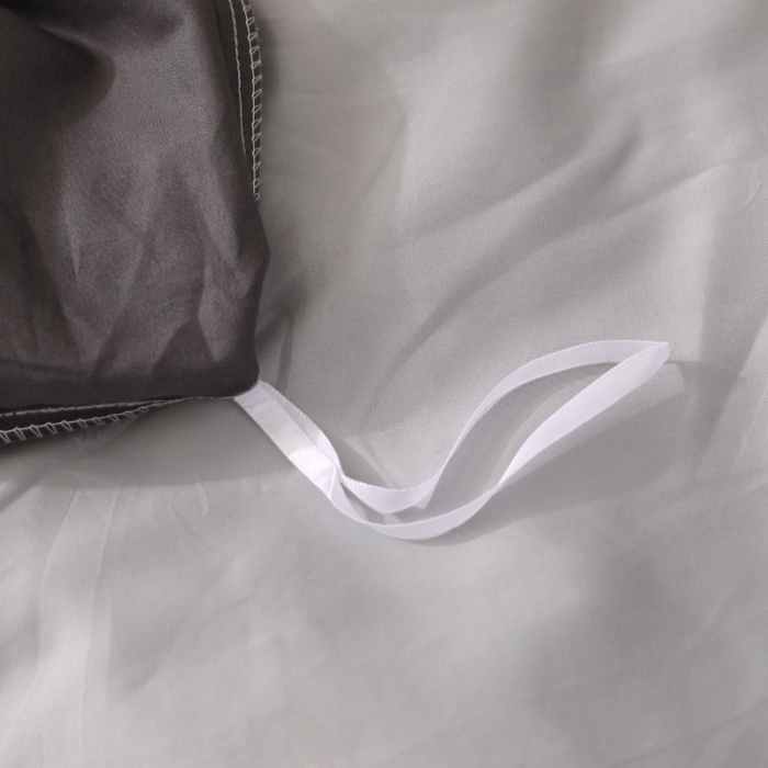 91家纺网 家纺一手货源 找家纺 2021新款纯色拼色纯棉全棉60S贡缎长绒棉绣花四件套 黑灰