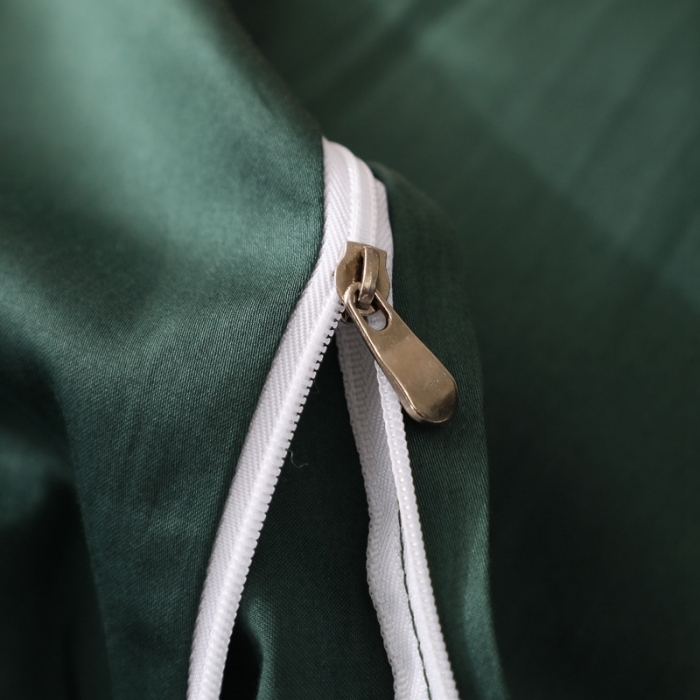 91家纺网 家纺一手货源 找家纺 2021新款纯色拼色纯棉全棉60S贡缎长绒棉绣花四件套 黄色