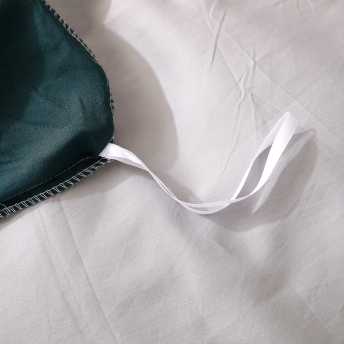 91家纺网 家纺一手货源 找家纺 2021新款纯色拼色纯棉全棉60S贡缎长绒棉绣花四件套 绿