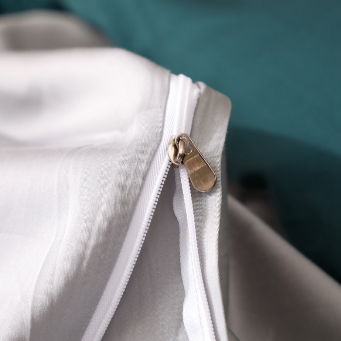 91家纺网 家纺一手货源 找家纺 2021新款纯色拼色纯棉全棉60S贡缎长绒棉绣花四件套 绿