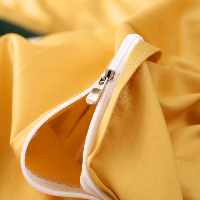 91家纺网 家纺一手货源 找家纺 2021新款纯色拼色纯棉全棉60S贡缎长绒棉绣花四件套 墨绿