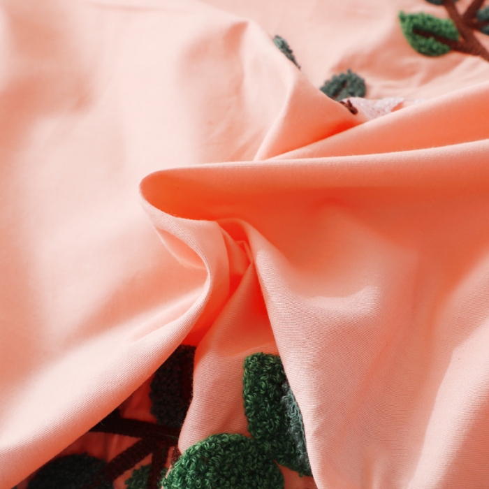 91家纺网 家纺一手货源 找家纺 2021新款全棉13372毛巾绣纯棉刺绣花四件套 爱之蔓玉色