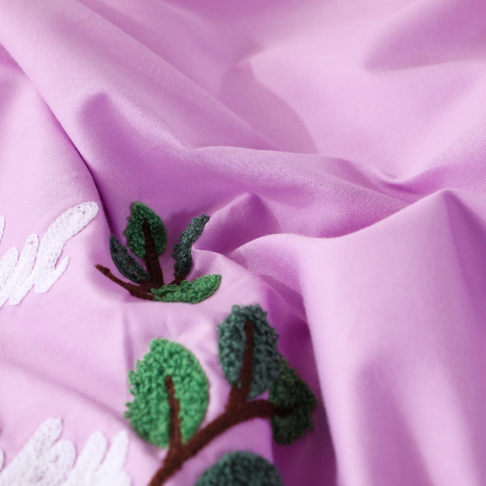 91家纺网 家纺一手货源 找家纺 2021新款全棉13372毛巾绣纯棉刺绣花四件套 爱之蔓紫色