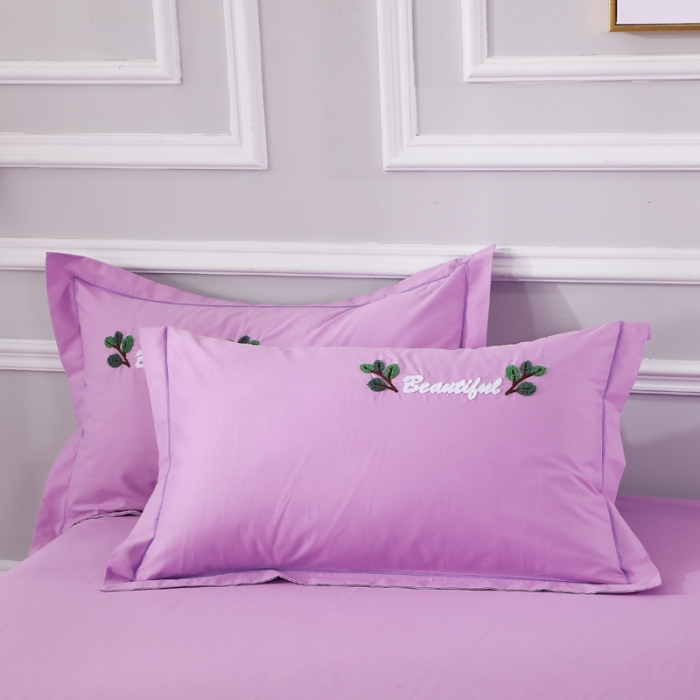 91家纺网 家纺一手货源 找家纺 2021新款全棉13372毛巾绣纯棉刺绣花四件套 爱之蔓紫色