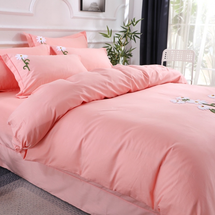 91家纺网 家纺一手货源 找家纺 2021新款全棉13372毛巾绣纯棉刺绣花四件套夏花绽放玉色