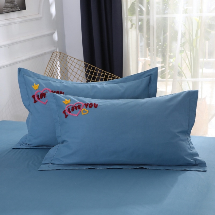 91家纺网 家纺一手货源 找家纺 2021新款全棉13372毛巾绣纯棉刺绣花四件套幸福烈鸟湖蓝