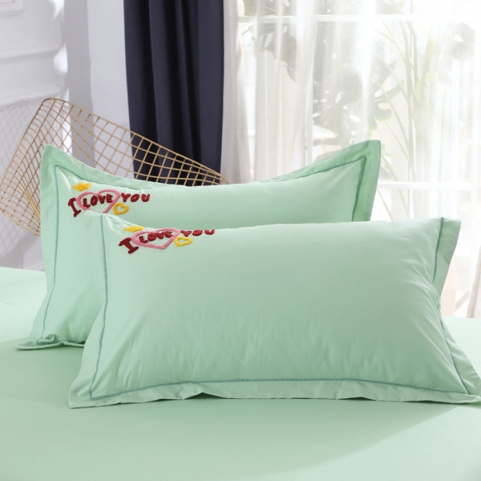 91家纺网 家纺一手货源 找家纺 2021新款全棉13372毛巾绣纯棉刺绣花四件套幸福烈鸟绿色