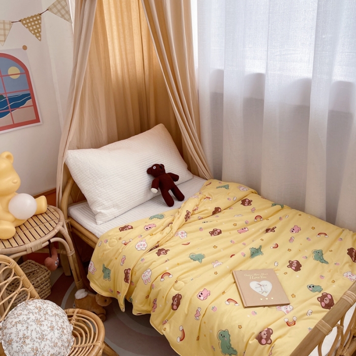 91家纺网 家纺一手货源 找家纺 星期八 2021新款裸睡大豆针织棉儿童夏被 彩虹园