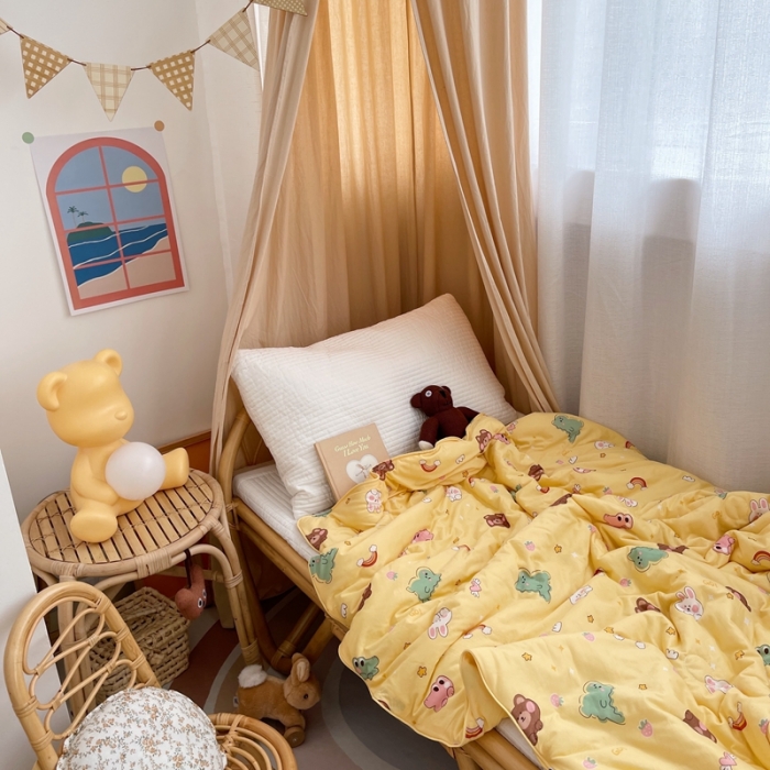 91家纺网 家纺一手货源 找家纺 星期八 2021新款裸睡大豆针织棉儿童夏被 彩虹园