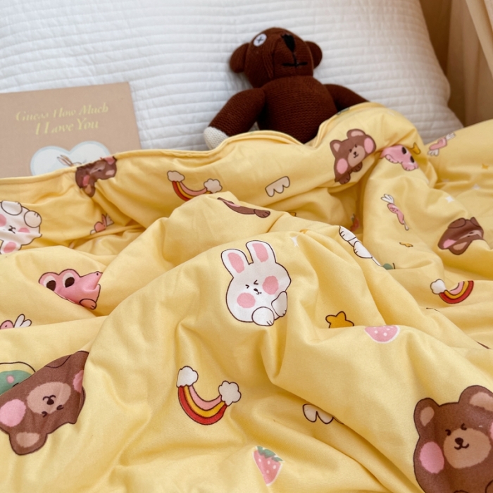 91家纺网 家纺一手货源 找家纺 星期八 2021新款裸睡大豆针织棉儿童夏被 彩虹园