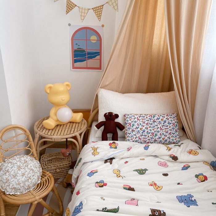 91家纺网 家纺一手货源 找家纺 星期八 2021新款裸睡大豆针织棉儿童夏被 动物园