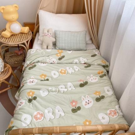 星期八 2021新款裸睡大豆针织棉儿童夏被 花小兔