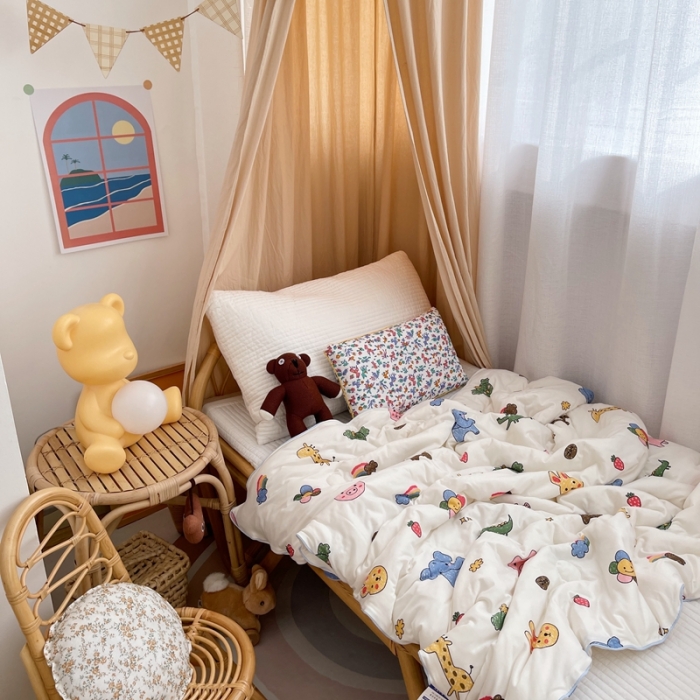 91家纺网 家纺一手货源 找家纺 星期八 2021新款裸睡大豆针织棉儿童夏被 动物园