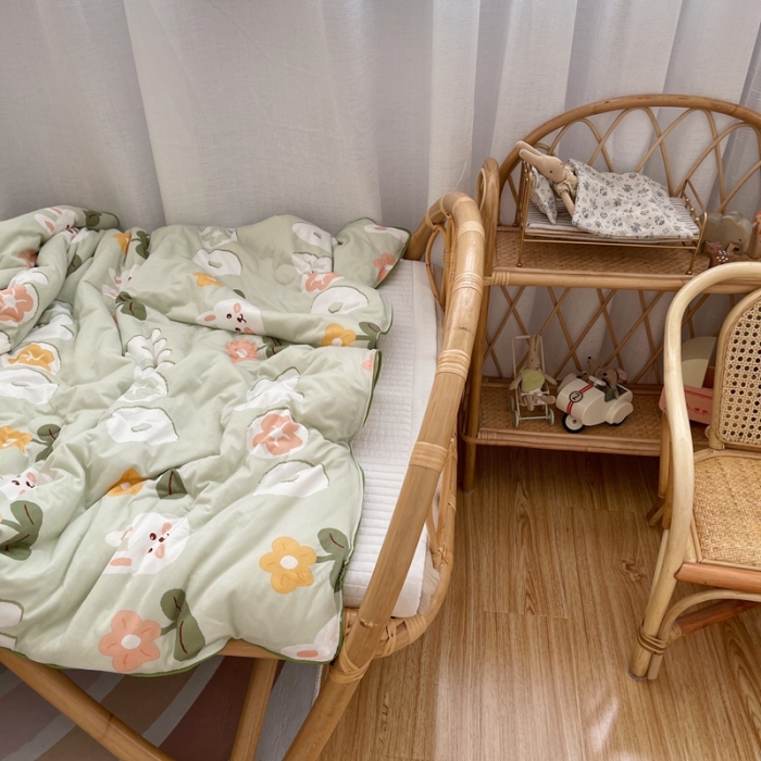 91家纺网 家纺一手货源 找家纺 星期八 2021新款裸睡大豆针织棉儿童夏被 花小兔