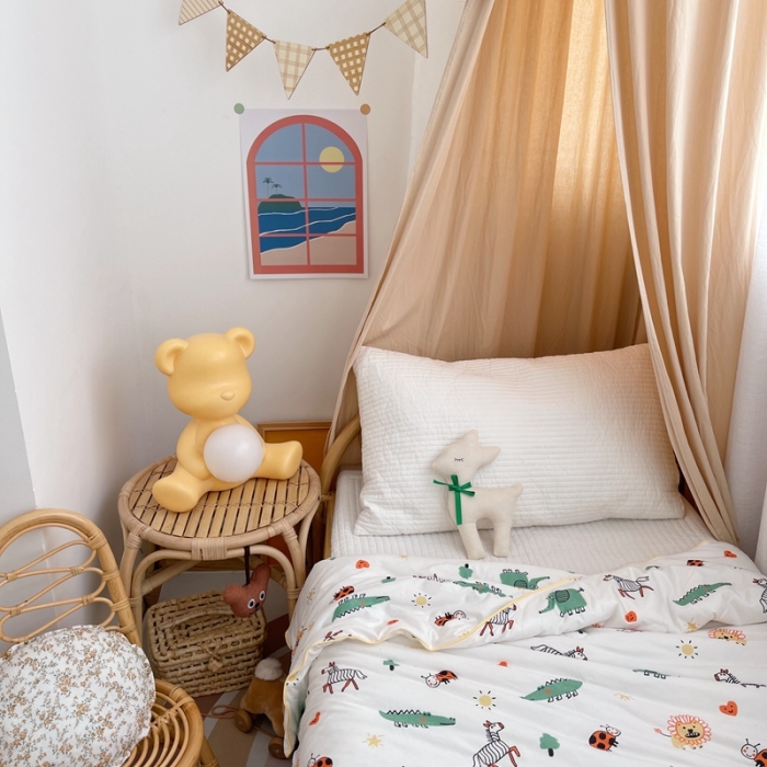 91家纺网 家纺一手货源 找家纺 星期八 2021新款裸睡大豆针织棉儿童夏被 可爱草原