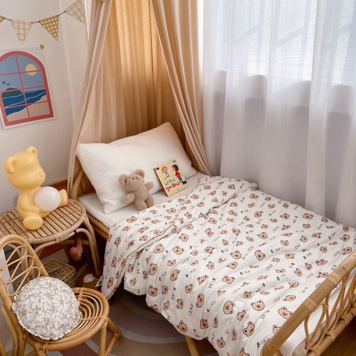 91家纺网 家纺一手货源 找家纺 星期八 2021新款裸睡大豆针织棉儿童夏被 可爱熊