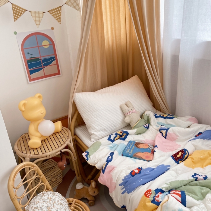 91家纺网 家纺一手货源 找家纺 星期八 2021新款裸睡大豆针织棉儿童夏被 甜甜圈