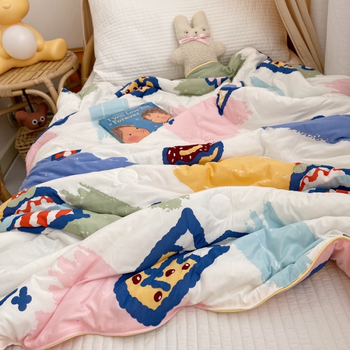 91家纺网 家纺一手货源 找家纺 星期八 2021新款裸睡大豆针织棉儿童夏被 甜甜圈
