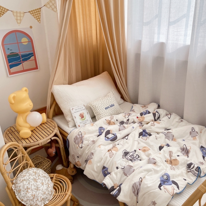 91家纺网 家纺一手货源 找家纺 星期八 2021新款裸睡大豆针织棉儿童夏被 外太空