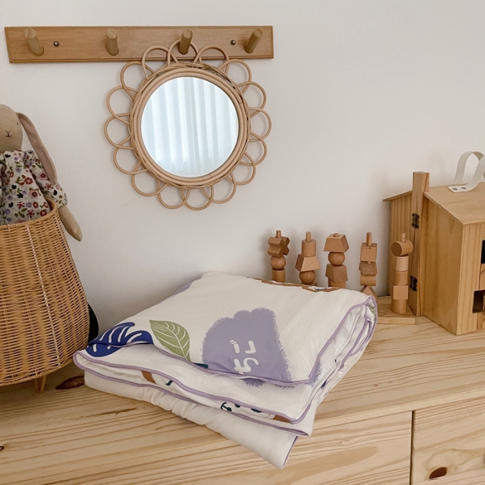 91家纺网 家纺一手货源 找家纺 星期八 2021新款裸睡大豆针织棉儿童夏被 向日葵