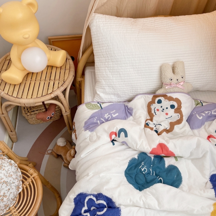 91家纺网 家纺一手货源 找家纺 星期八 2021新款裸睡大豆针织棉儿童夏被 向日葵