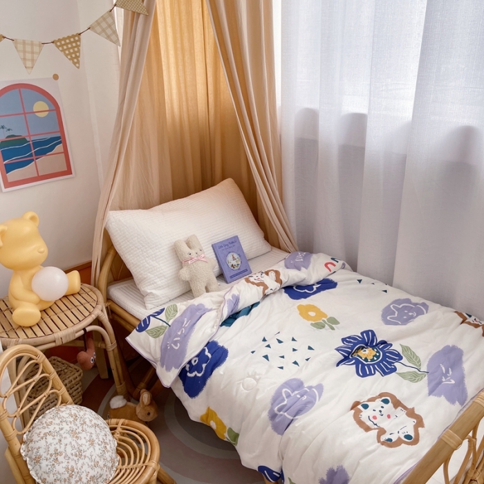 91家纺网 家纺一手货源 找家纺 星期八 2021新款裸睡大豆针织棉儿童夏被 向日葵