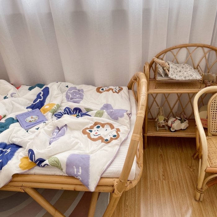 91家纺网 家纺一手货源 找家纺 星期八 2021新款裸睡大豆针织棉儿童夏被 向日葵