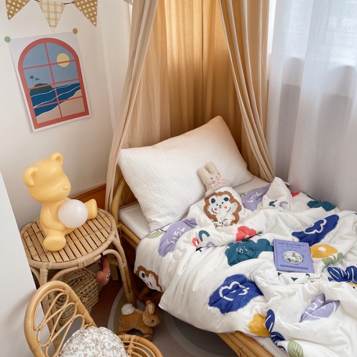 91家纺网 家纺一手货源 找家纺 星期八 2021新款裸睡大豆针织棉儿童夏被 向日葵