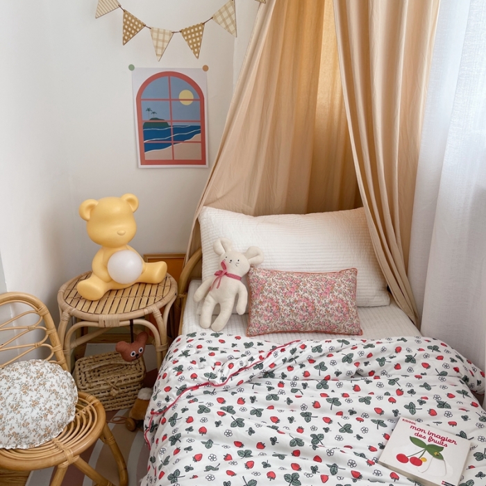 91家纺网 家纺一手货源 找家纺 星期八 2021新款裸睡大豆针织棉儿童夏被 小草莓