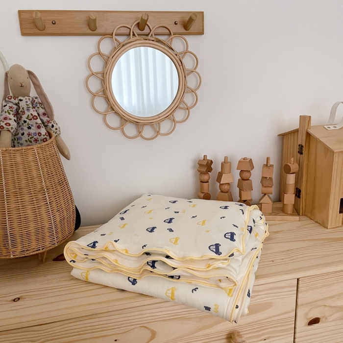 91家纺网 家纺一手货源 找家纺 星期八 2021新款裸睡大豆针织棉儿童夏被 小汽车