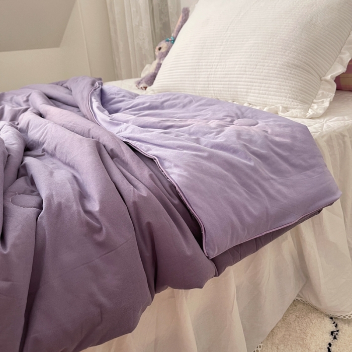 91家纺网 家纺一手货源 找家纺 星期八 2021新款马卡龙大豆针织棉夏被 深紫-浅紫