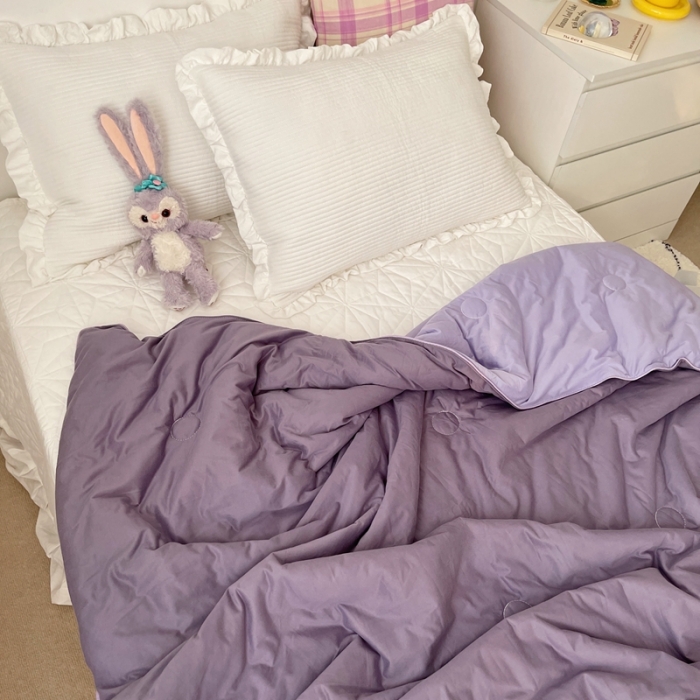 91家纺网 家纺一手货源 找家纺 星期八 2021新款马卡龙大豆针织棉夏被 深紫-浅紫