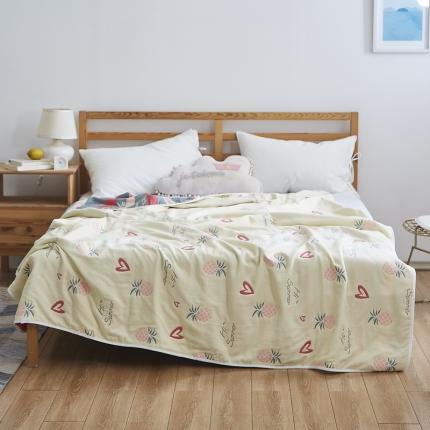 91家纺网 家纺一手货源 找家纺 爱港2023新款专版全棉六层纱布毛巾被盖毯 爱心菠萝