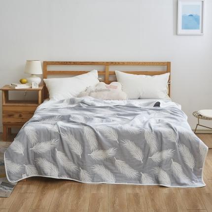 91家纺网 家纺一手货源 找家纺 爱港2023新款专版全棉六层纱布毛巾被盖毯 羽毛-灰