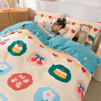 91家纺网 家纺一手货源 找家纺 威布斯家居 2021新款春夏全棉四件套 好事来临