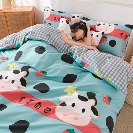 91家纺网 家纺一手货源 找家纺 威布斯家居 2021新款春夏全棉四件套 旺旺奶牛