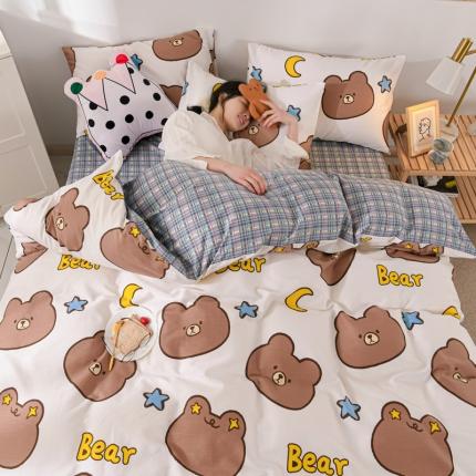 91家纺网 家纺一手货源 找家纺 威布斯家居 2021新款春夏全棉四件套 熊宝贝