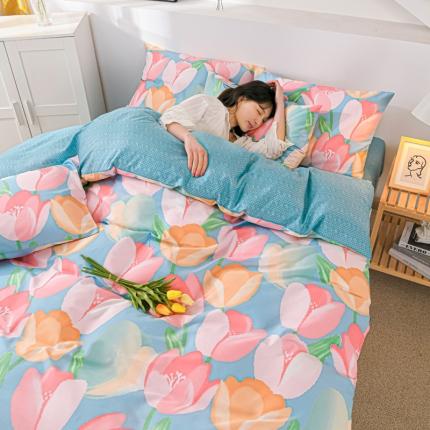 91家纺网 家纺一手货源 找家纺 威布斯家居 2021新款春夏全棉四件套 欣欣向荣