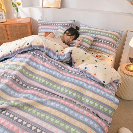 威布斯家居 2021新款春夏全棉四件套 彩色恋曲