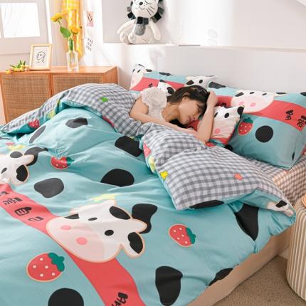 威布斯家居 2021新款春夏全棉四件套 旺旺奶牛