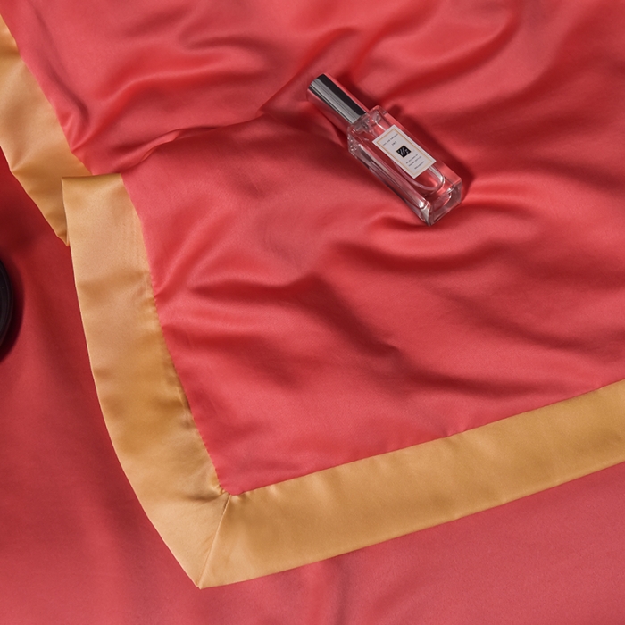 91家纺网 家纺一手货源 找家纺 简爱 2025新款轻奢刺绣水洗真丝夏被四件套 西瓜红