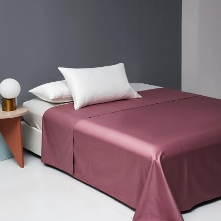 91家纺网 家纺一手货源 找家纺 顾家家居  2023新款60长绒棉双拼单床单 醉璎红